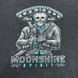 Moon Shine Spirit By Brad Paisley Hispanic Skeleton Black Mens T-Shirt Size 2XL
